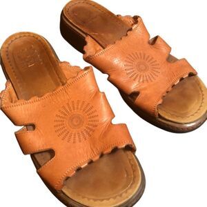Dansko Tan Sandals with Floral Cutouts